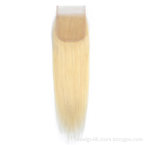 Yeswigs 613 Blonde Lace Frontal Closure Straight Wave Brazilian Human Hair Virgin Cuticle Aligned 4X4 5x5 360 Lace 613 Closure